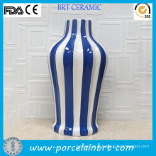 Vitrificado cerâmico clássico listras azul e branco vaso